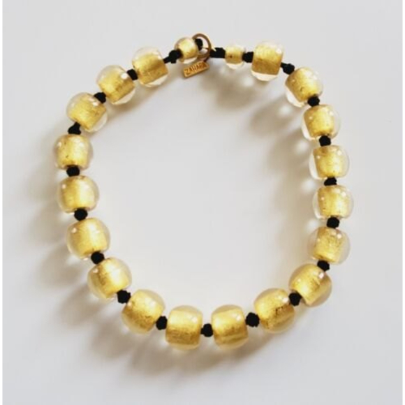 Vintage ZAHARA Gold Chunky Statement Lucite Bead Necklace 18 in - Picture 1 of 7